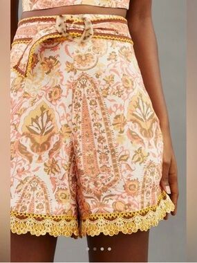 Let Me Be x Anthropologie Floral Let It Be High-Rise Whimsical Shorts Size Small